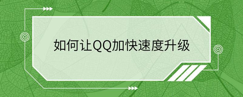 如何让QQ加快速度升级