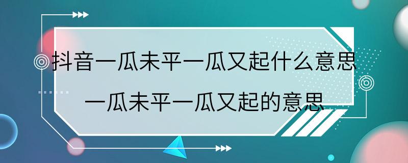 抖音一瓜未平一瓜又起什么意思 一瓜未平一瓜又起的意思