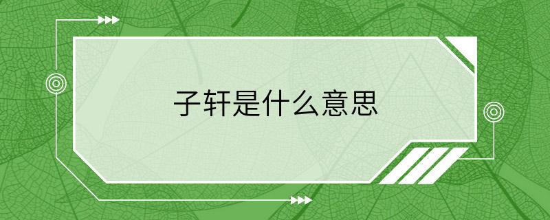 子轩是什么意思