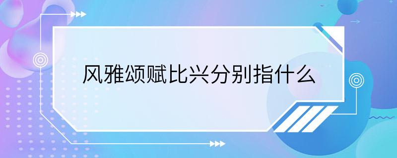 风雅颂赋比兴分别指什么