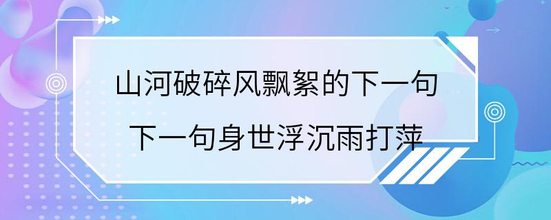 山河破碎风飘絮的下一句 下一句身世浮沉雨打萍