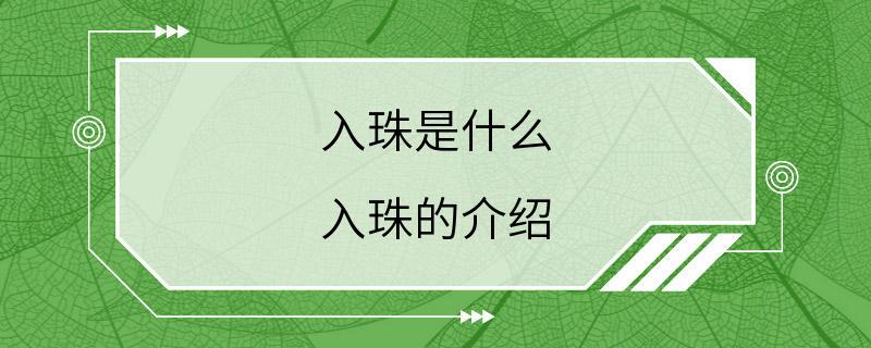 入珠是什么 入珠的介绍