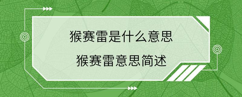 猴赛雷是什么意思 猴赛雷意思简述