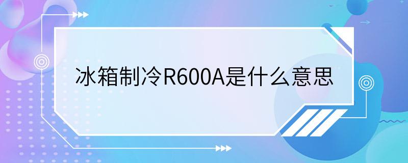 冰箱制冷R600A是什么意思