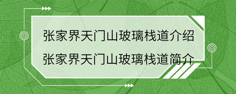 张家界天门山玻璃栈道介绍 张家界天门山玻璃栈道简介