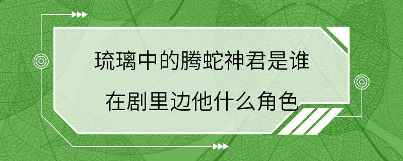 琉璃中的腾蛇神君是谁 在剧里边他什么角色