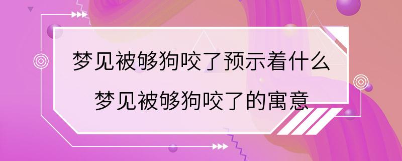 梦见被够狗咬了预示着什么 梦见被够狗咬了的寓意