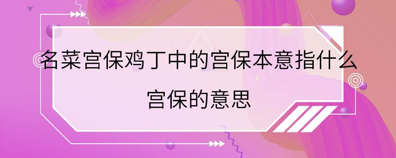 名菜宫保鸡丁中的宫保本意指什么 宫保的意思