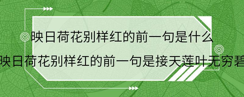 映日荷花别样红的前一句是什么 映日荷花别样红的前一句是接天莲叶无穷碧