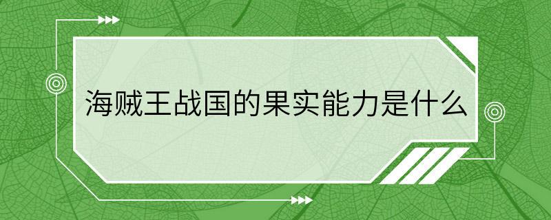 海贼王战国的果实能力是什么