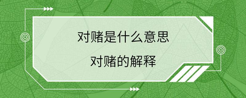 对赌是什么意思 对赌的解释