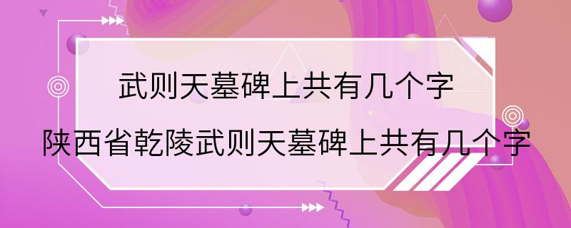 武则天墓碑上共有几个字 陕西省乾陵武则天墓碑上共有几个字