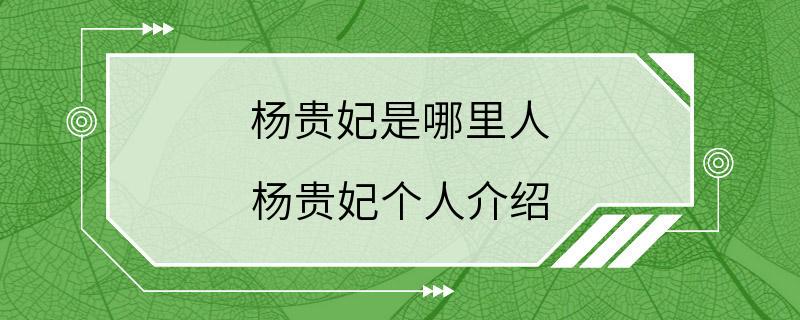 杨贵妃是哪里人 杨贵妃个人介绍