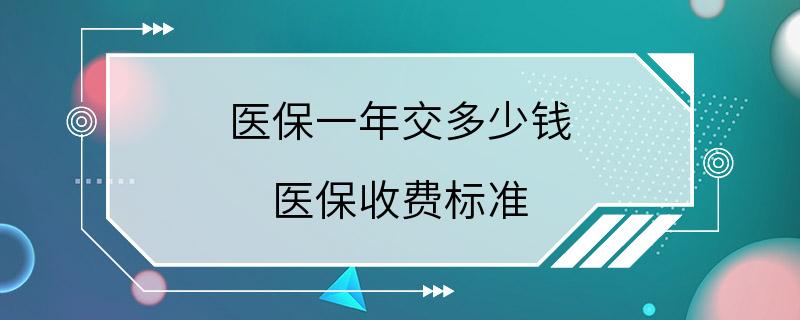 医保一年交多少钱 医保收费标准