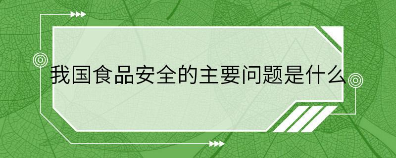 我国食品安全的主要问题是什么