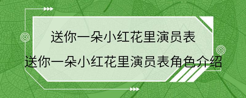 送你一朵小红花里演员表 送你一朵小红花里演员表角色介绍