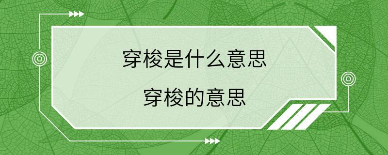 穿梭是什么意思 穿梭的意思