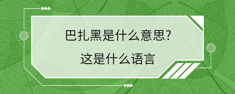 巴扎黑是什么意思? 这是什么语言