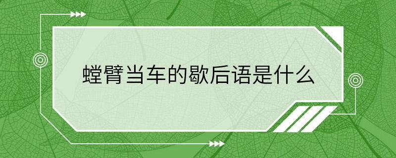 螳臂当车的歇后语是什么