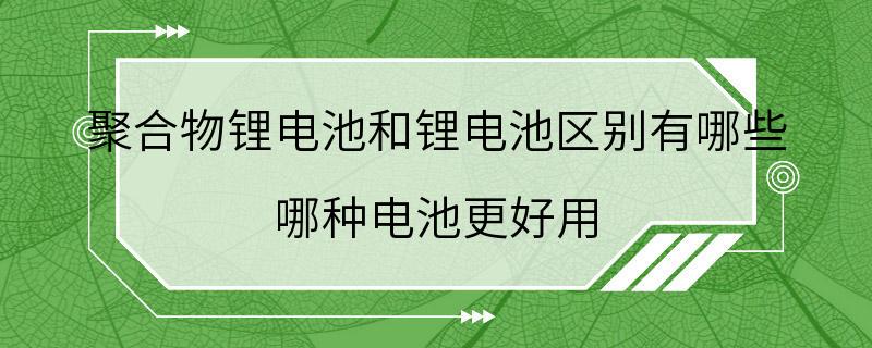 聚合物锂电池和锂电池区别有哪些 哪种电池更好用