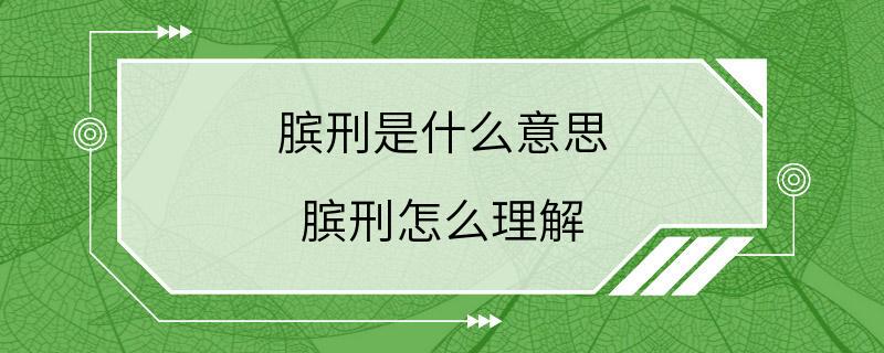 膑刑是什么意思 膑刑怎么理解