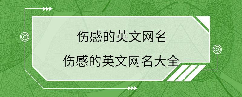 伤感的英文网名 伤感的英文网名大全