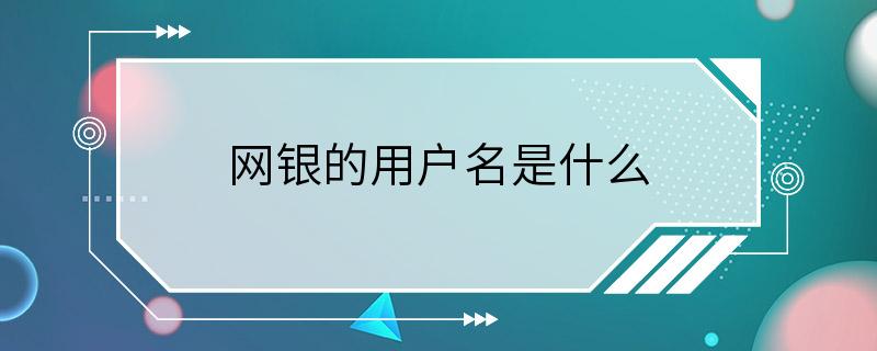 网银的用户名是什么