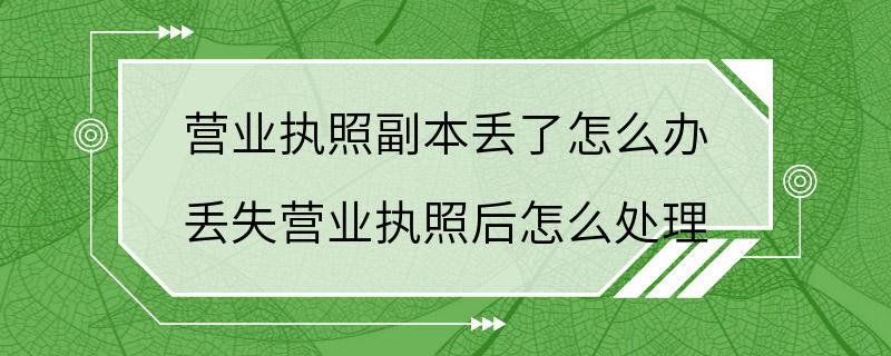 营业执照副本丢了怎么办 丢失营业执照后怎么处理