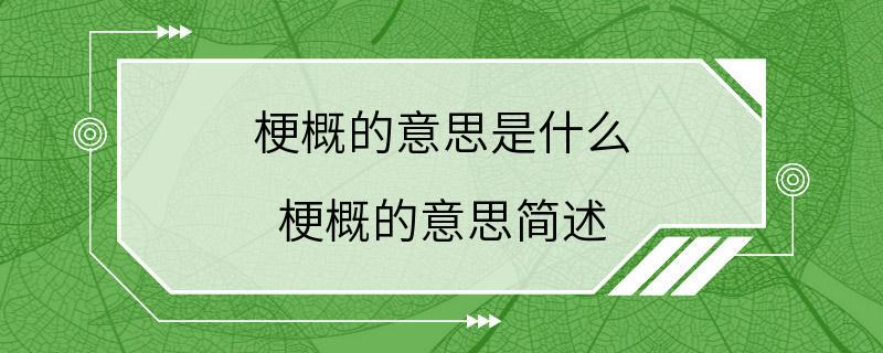 梗概的意思是什么 梗概的意思简述