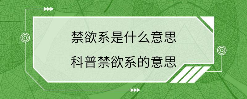 禁欲系是什么意思 科普禁欲系的意思