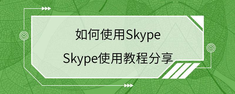 如何使用Skype Skype使用教程分享