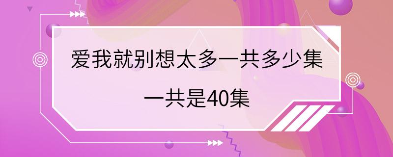 爱我就别想太多一共多少集 一共是40集