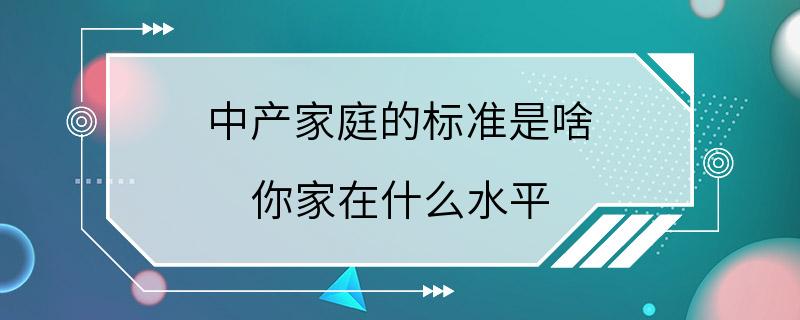 中产家庭的标准是啥 你家在什么水平