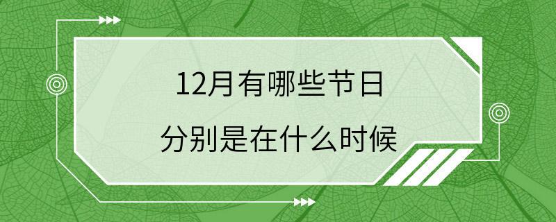 12月有哪些节日 分别是在什么时候