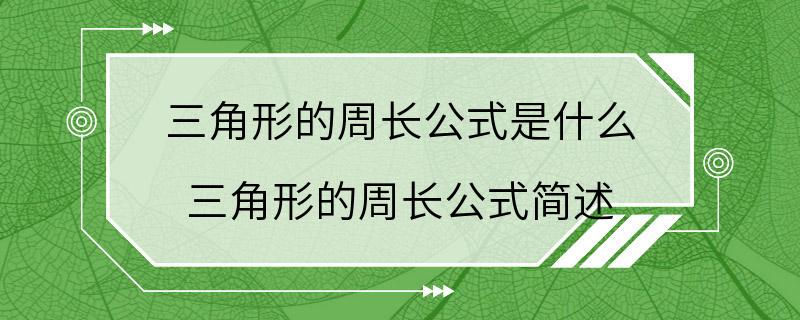 三角形的周长公式是什么 三角形的周长公式简述