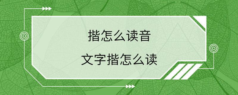 揩怎么读音 文字揩怎么读