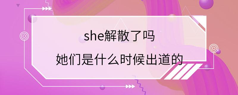 she解散了吗 她们是什么时候出道的