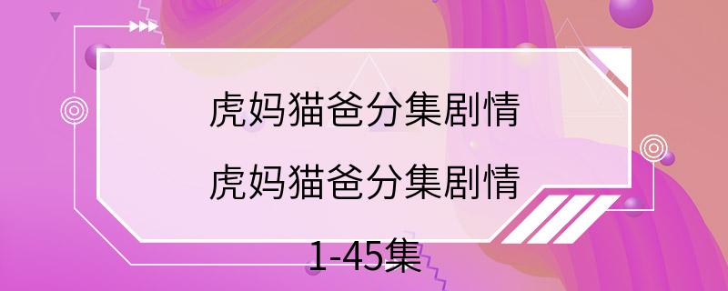 虎妈猫爸分集剧情 虎妈猫爸分集剧情 1-45集