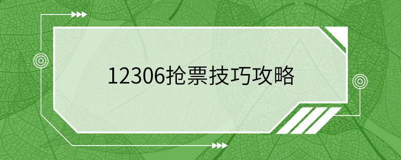 12306抢票技巧攻略