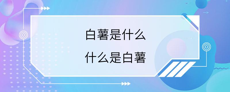 白薯是什么 什么是白薯