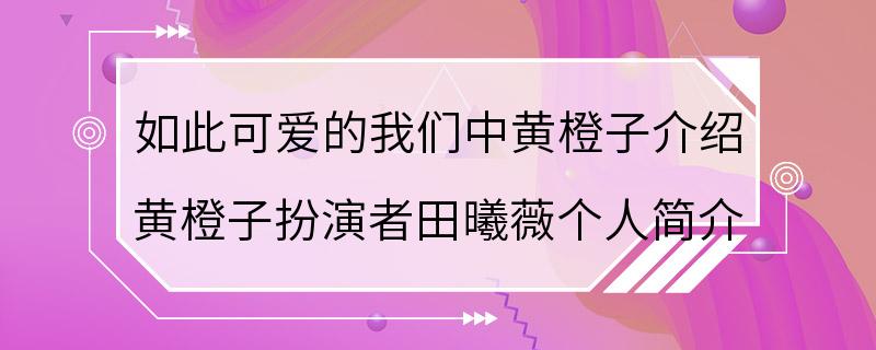 如此可爱的我们中黄橙子介绍 黄橙子扮演者田曦薇个人简介