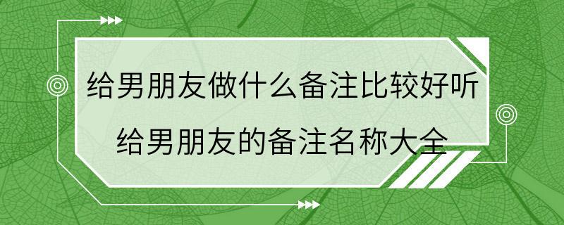 给男朋友做什么备注比较好听 给男朋友的备注名称大全