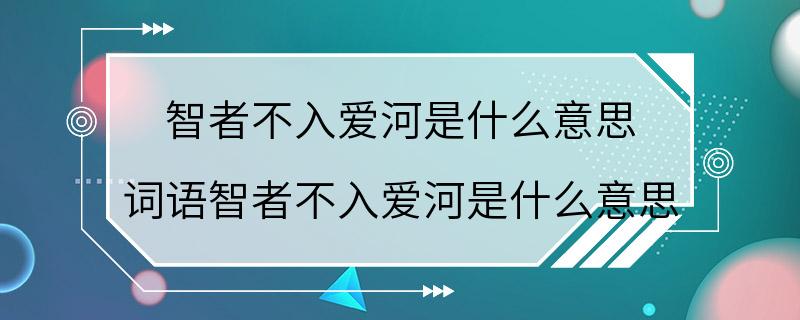 智者不入爱河是什么意思 词语智者不入爱河是什么意思