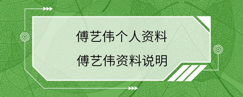 傅艺伟个人资料 傅艺伟资料说明