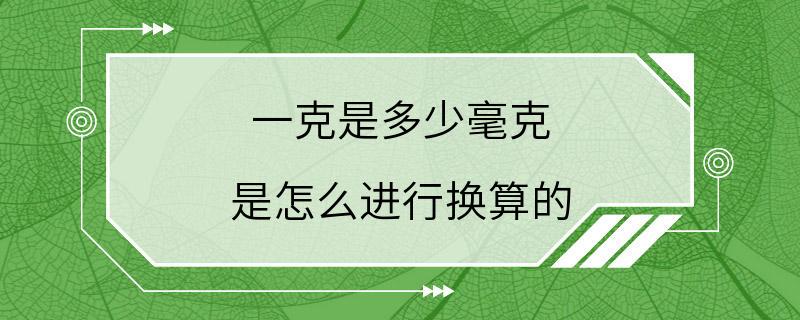 一克是多少毫克 是怎么进行换算的