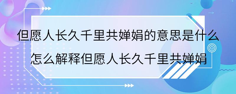 但愿人长久千里共婵娟的意思是什么 怎么解释但愿人长久千里共婵娟