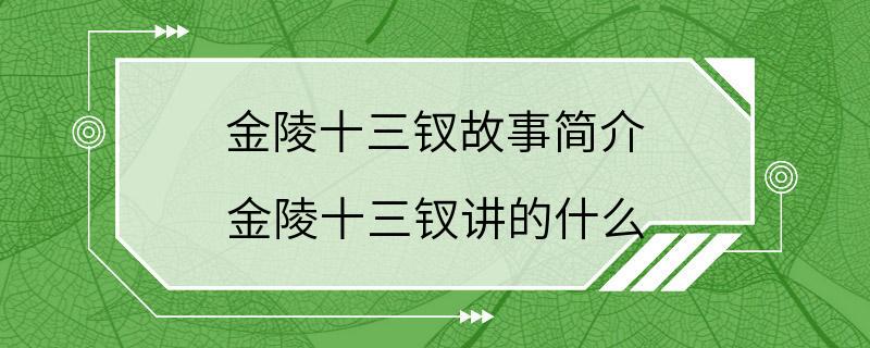 金陵十三钗故事简介 金陵十三钗讲的什么