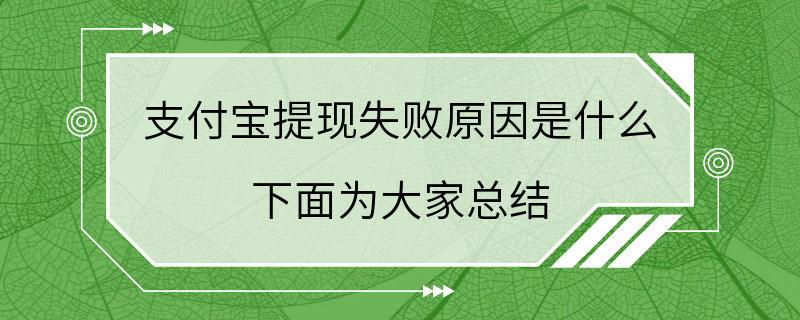 支付宝提现失败原因是什么 下面为大家总结