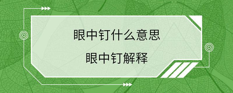 眼中钉什么意思 眼中钉解释