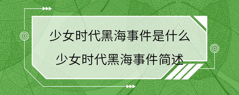 少女时代黑海事件是什么 少女时代黑海事件简述